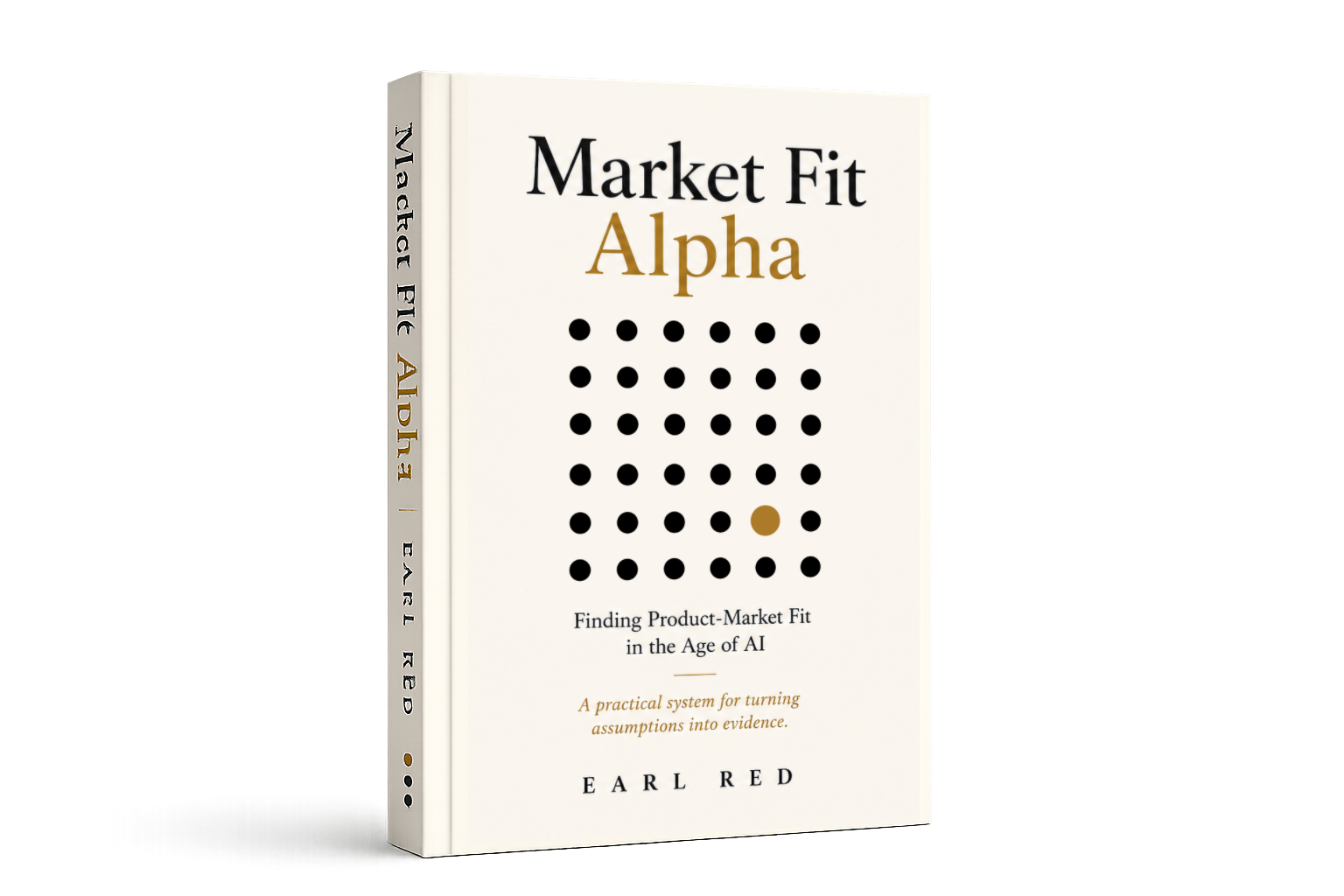 Market Fit Alpha book cover by Earl Red, a product-market fit book for AI-era founders